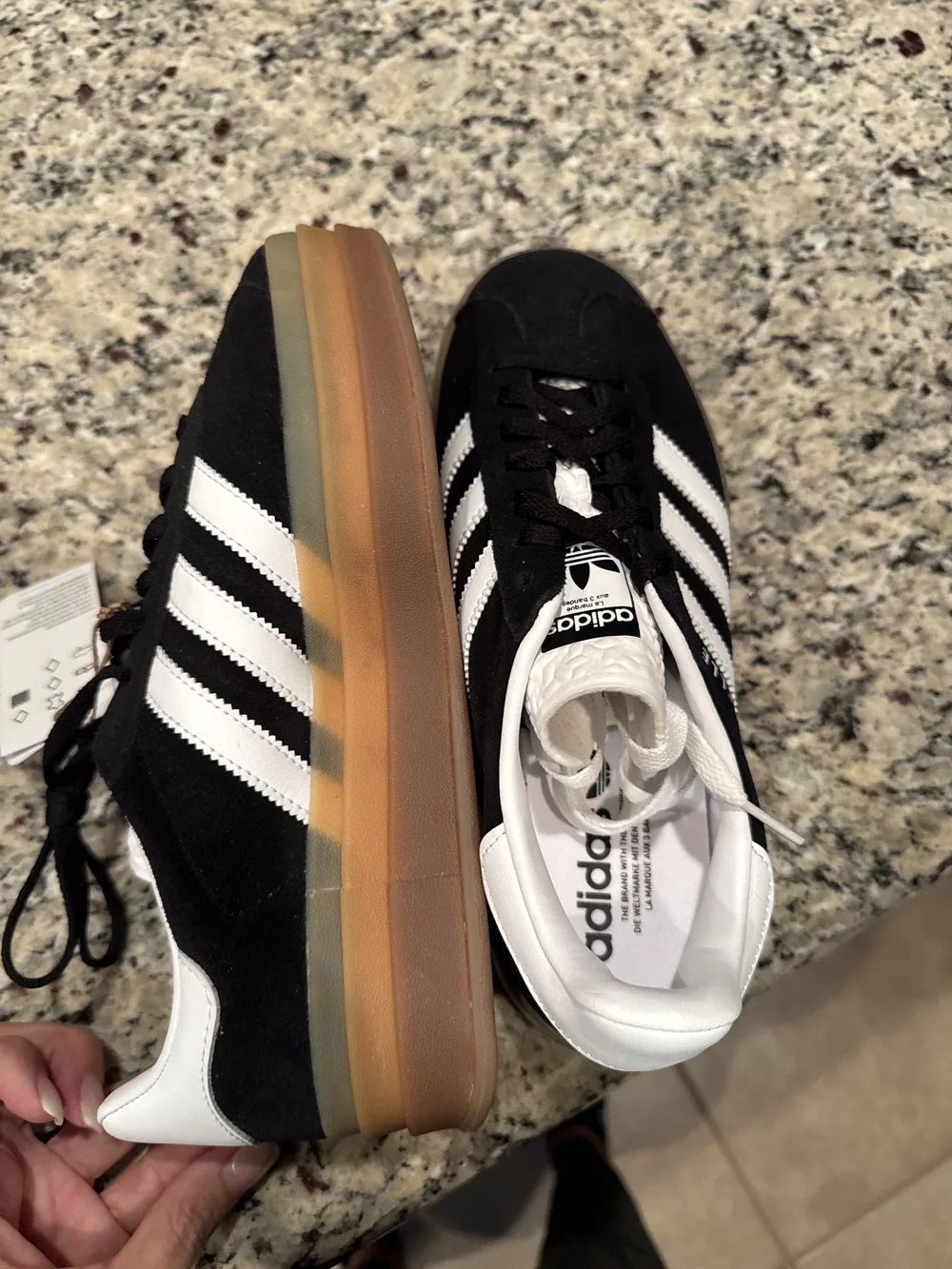 adidas Black & White Suede Low-Top Sneakers with Gum Sole